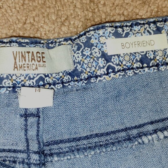 Boyfriend jeans Vintage America size 14 Embroidered - Picture 2 of 6
